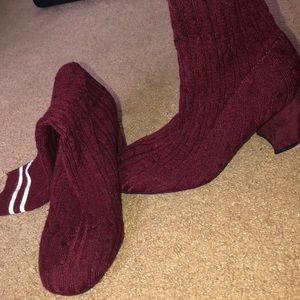Maroon Sock Boots